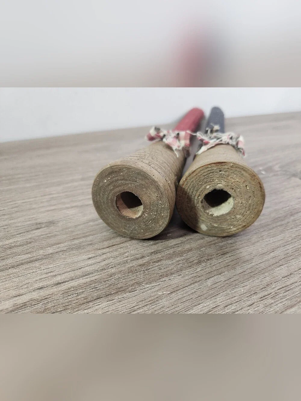 Primitive Wood Spool Beehive Bobbin Spindle Candle Holders